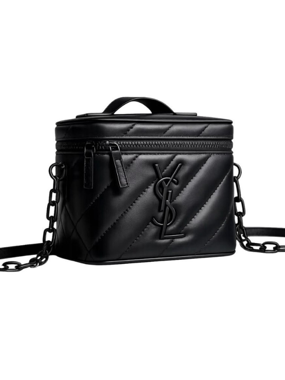 YSL Parfums Collection Rectangular Quilted Cosmetic Bag Black on black